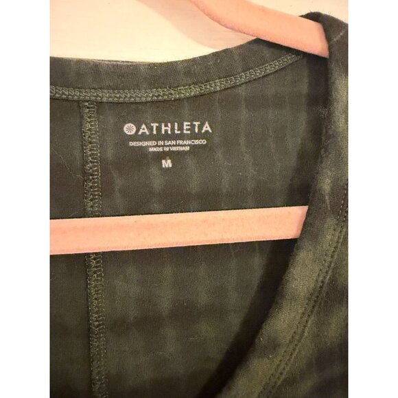 ATHLETA WOMENS ELBOW LENGTH SLEEVE SHIRT GREEN TIE DYE WASH SZ MEDIUM M - Picture 2 of 2